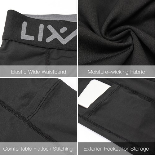 Pantalones Cortos de Compresión Lixada 3 Piezas Para Hombre Pantalones Cortos Deportivos Entrenamiento Activo Ropa Interior J9J5 - Imagen 6 de 12