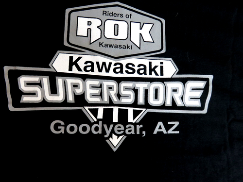 Camiseta negra de doble cara rara ROK Kawasaki Motorcycle Super Store para hombre talla XL - Imagen 1 de 7