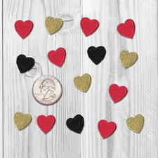 Iron On Tiny Heart Patches 10-Pack Red, Black,  Gold Heart Patch Applique