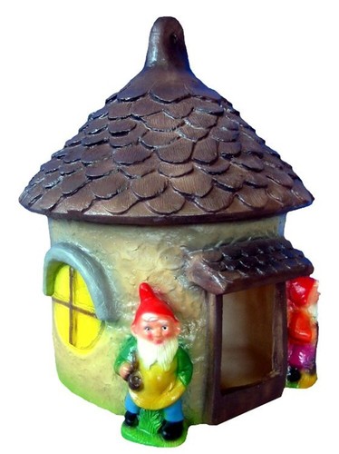 Figur Zwergenhaus mit 2 Zwergen H 31cm Gartenfigur als Vogel- Futterhaus nutzbar - Bild 1 von 2