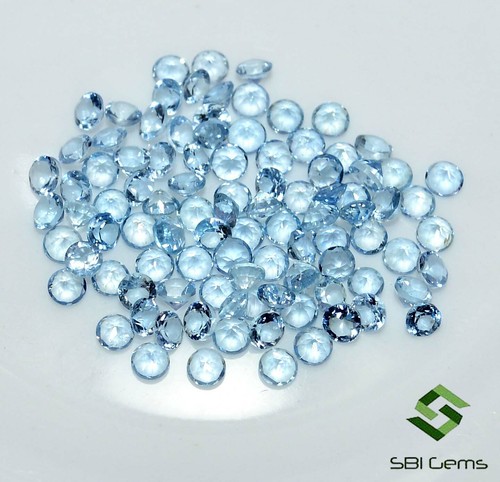 Natural Aquamarine Round Cut 2 mm Lot 10 Piece Loose Gemstones - Picture 4 of 4