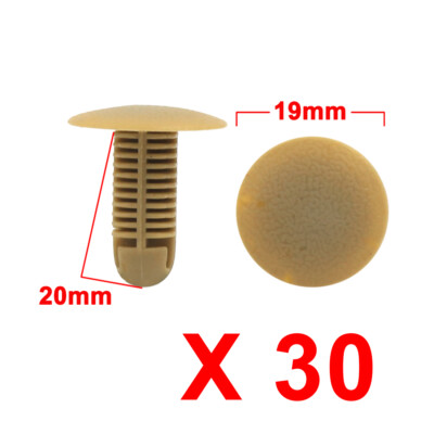 30Pcs Beige Car Trim Door Panel Retainer Clips Rivet Fastener 8mm x 8mm Hole