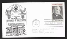 PRESIDENT HARRY TRUMAN  1973 SCARCE ARISTOCRATS CACHET FDC