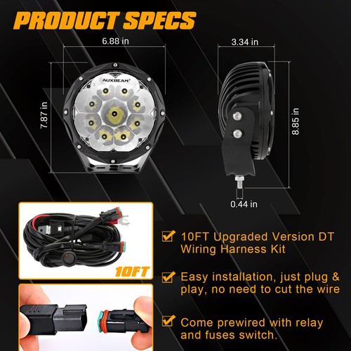 7"inch Round LED Driving Head Light Bar+DT Wiring For Dodge Ram 1500 2500 3500 - Picture 3 of 12