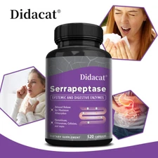 Didacat Serrapeptase 45,000 SPU,30/60/120Capsules - Non-GMO & Gluten Free