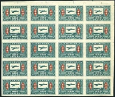 Lithuania C3a block/20, MNH. Mi 104B. Air Post 1921. Plane over Neman River.