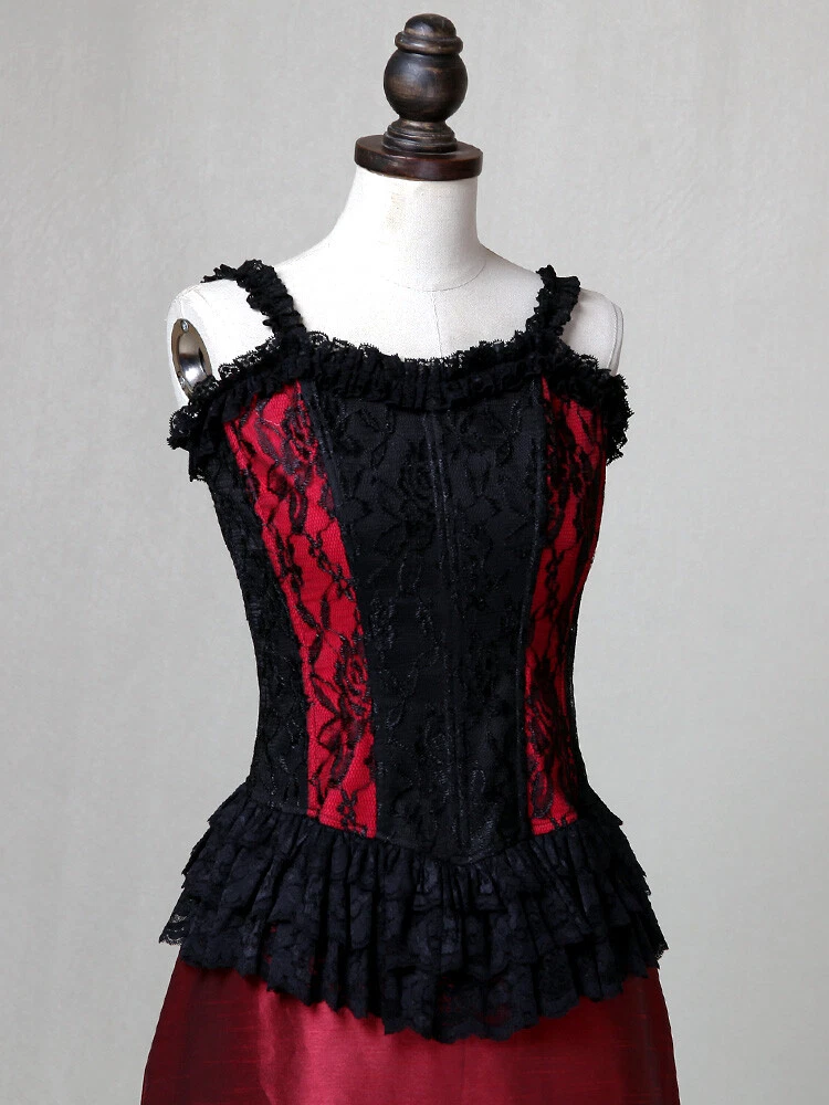 Victorian Gothic Steampunk Black Corset Bodice Witch Vampire Halloween Wear  B004