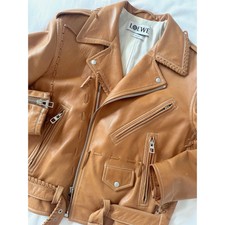 $3500 Stunning Loewe Lambskin Leather Biker Jacket 38 Us6 Small Medium It42 44