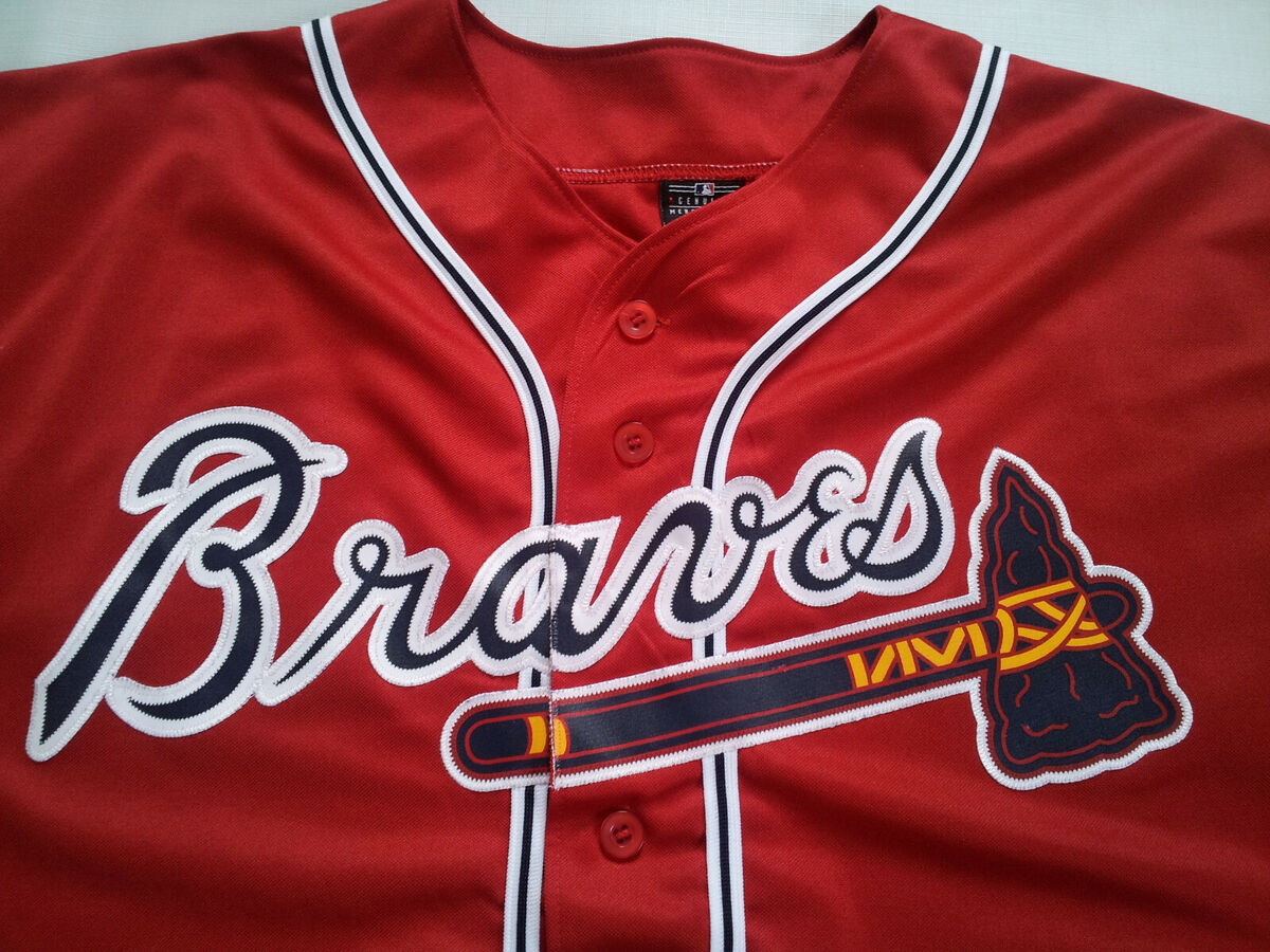 RARE MAJESTIC ATLANTA BRAVES RED BASEBALL JERSEY