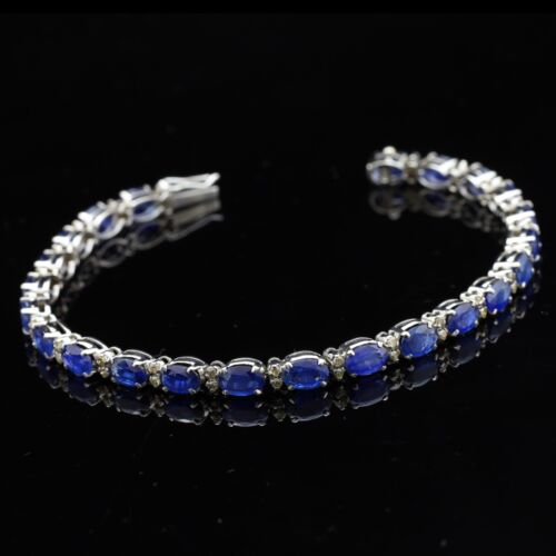 TENNIS IN ORO 18KT CON DIAMANTI 0.23 CT E ZAFFIRI 13.80 CT CERTIFICATO