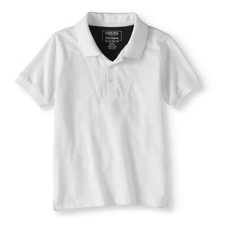 Cherokee Boys' Short Sleeve Polo W Moisture Wicking Tech White L 12-14  --A7--