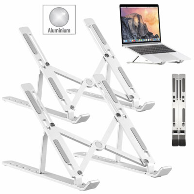 PEARL 2er-Set Portabler Alu-Notebook-Ständer bis 39,5 cm (15,6''), 6 Winkel