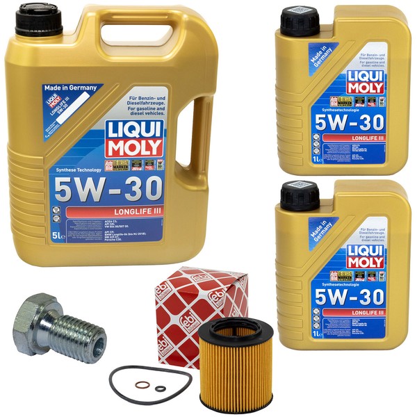 MotoröL Set 5W-30 Liqui Moly 7 Liter + ÖLfilter + Schraube FüR BMW 5Er 7Er 730I-image