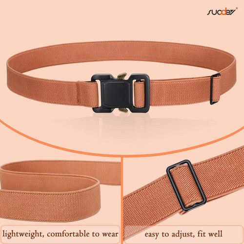 Boys Elastic Adjustable Stretch Belt Easy Clasp Alloy Buckle Uniform School - Picture 4 of 7