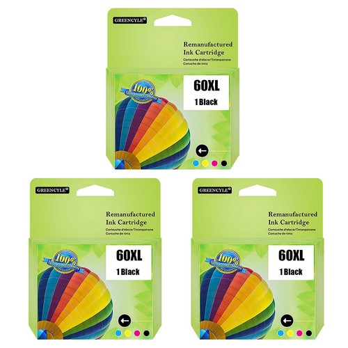 3Pk 60 XL 60XL Black Ink for HP Photosmart C4610 C4635 C4640 C4650 C4680 C4780