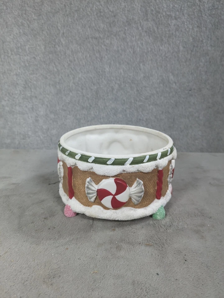 Candelabro de cerámica vintage de Navidad con temática de pan de jengibre 4" Foto 4 de 4