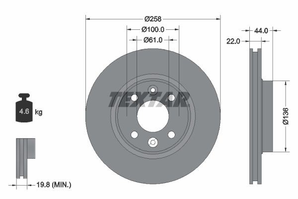 2X Bremsscheibe Vorne Textar 92255203 FÜR Dacia Lada Renault Smart-image