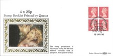 1996 4x25p Questa Bklt, Benham D255 FDC, Windsor Counter HS