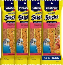 Vitakraft Crunch Sticks Parakeet Treat - Triple-Baked Millet Parakeet Treats wit