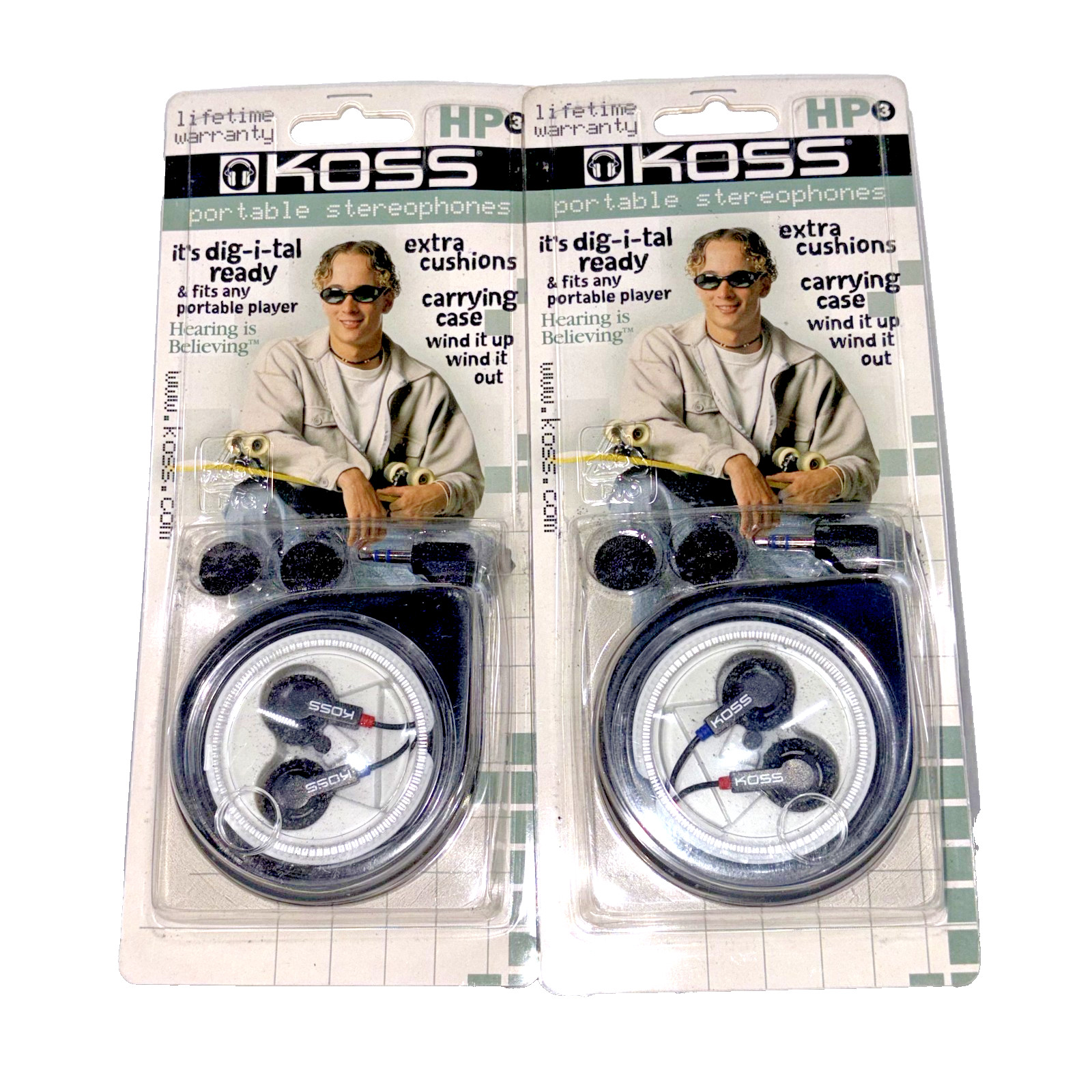 2x Vintage Koss HP 3 Headphones NOS Sealed Walkman Earbuds w