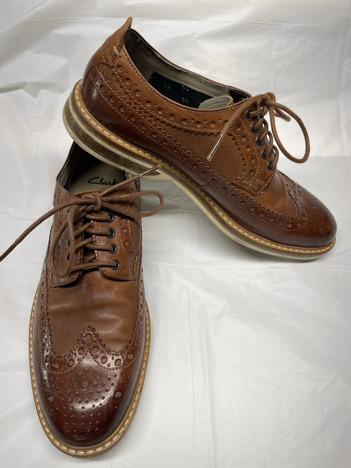 Scarpe stringate uomo Clarks Oxford in pelle marrone soletta in sughero misura 8 5M