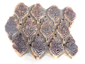 ANTIQUE FLORAL HAND CARVED FABRIC TEXTILE WALLPAPER PRINTING BLOCK STAMP