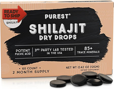 Shilajit Dry Drops - 60 Counts, Rich in Naturall Fulvic Acid, Original Siberian