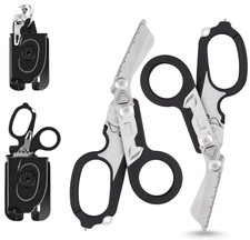Pack 2 Tijeras Trauma 6 en 1 Plegables Acero Inoxidable con Funda Rescate