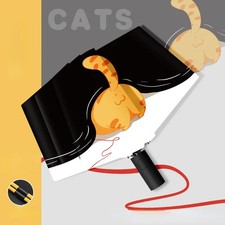 Cute and Lightweight Black Rubber Folding College Style Automatic Umbrella Suita