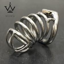Stainless Steel Male Chastity Device Long Cage for Men Metal Locking Belt