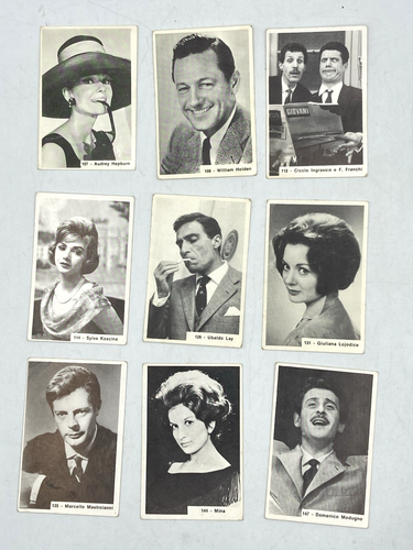 LOTTO 45 FIGURINE ATTORI DEL CINEMA CANTANTI Supercarta 1965 Mina Audrey Modugn - Picture 4 of 6