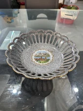 VTG Cottier Freres Porcelain Basket w/ Gold Trim Lausanne-Ouchy Switzerland 8.5”