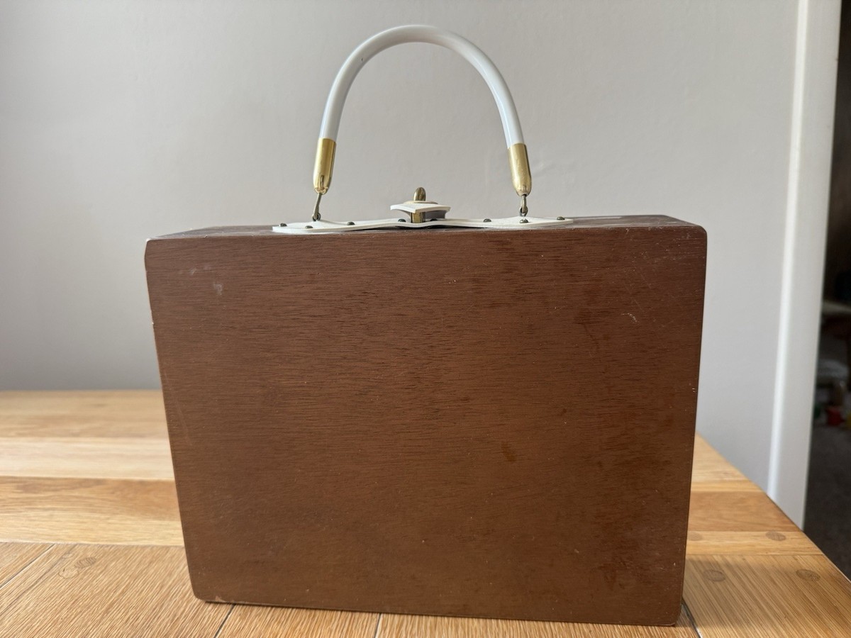 Enid Collins Style Flower Basket Jeweled Wooden Box Purse 1960s 