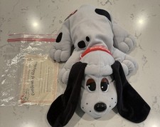Vintage 1997 15" Pound Puppies Grey/Black Adoption Certificate Included