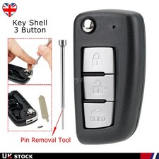 3 Button Remote Flip Key Fob Case Blade For Nissan Bluebird Sylphy Pulsar Sentra