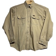 Carhartt Shirt Mens Large Canvas Button Front Rugged Distressed Workwear