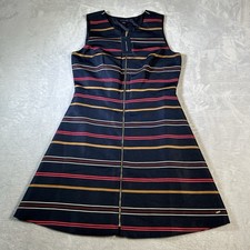 Tommy Hilfiger Dress Sz10 Navy Stripes Zip Front ALine Nautical Preppy Retro NWT