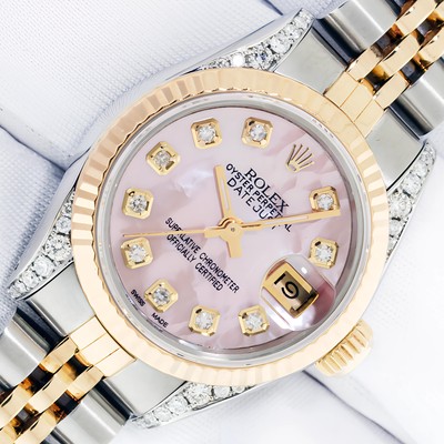 Rolex Lady DateJust Pink MOP Diamond Dial Steel and 18k Gold