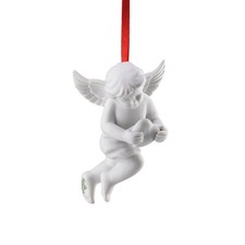 Rosenthal Engel-Anhänger mit Herz weiß matt 7 cm