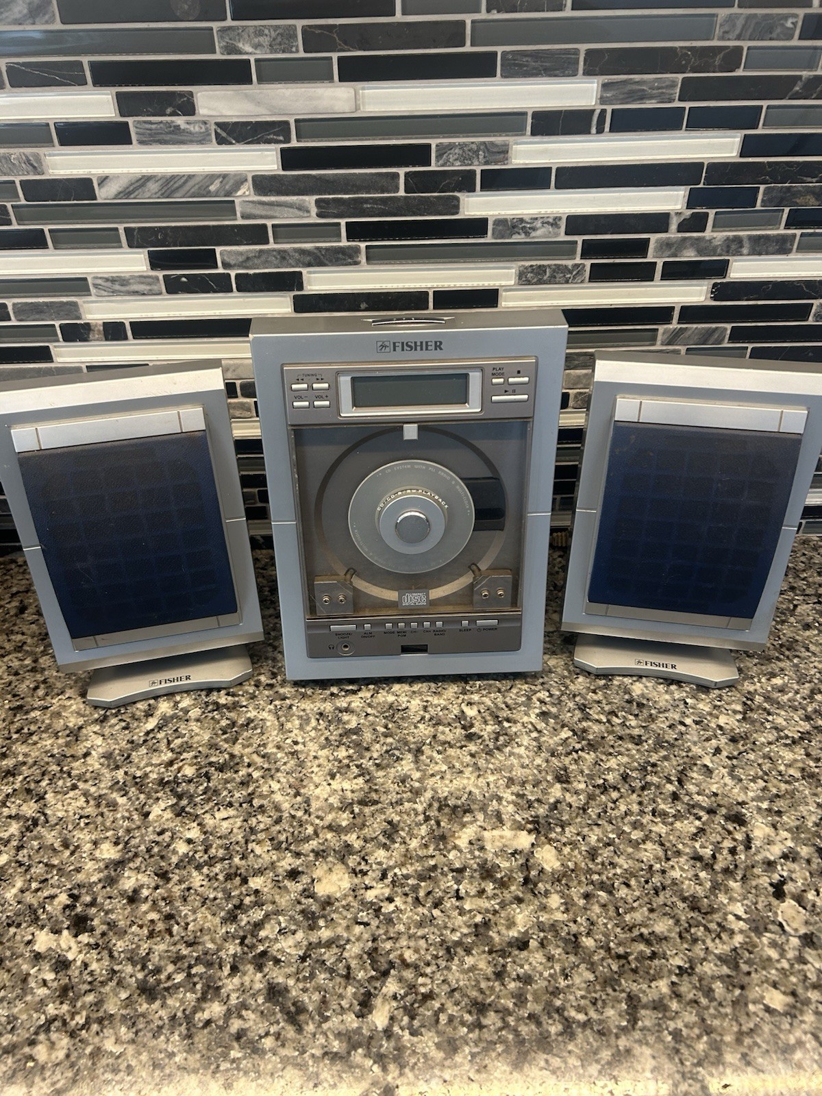 Fisher SLIM-1400BL Vertical CD + AM/FM Stereo. Parts/Repair Only, Turns On-image