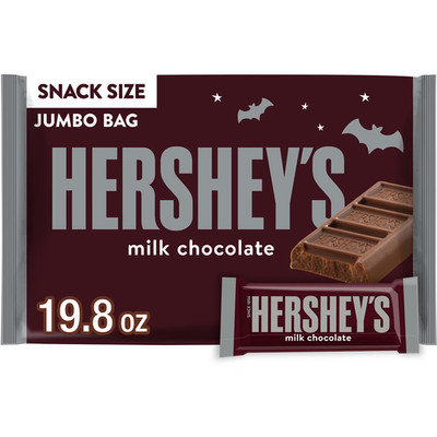 Hershey's Milk Chocolate Snack Size, Halloween Candy Jumbo Bag, 19.8 oz