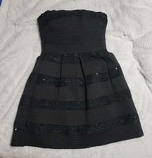 Dee Elle Woman's Black Strapless Sequince Cocktail Mini Dress Size Small