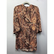 Richard Allen H&M Dress Womens 6 Mock Neck Paisley Retro Boho Mini 60s Hippie
