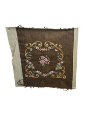 Vintage Brown Floral Arrangement Completed Needlepoint Design