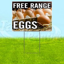 FREE RANGE EGGS 18x24 Yard Sign Farm Plastic Corrugated WITH STAKE USA YS07917