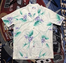 Vintage Paradise Found Hawaiian Shirt Mens Large White Orchid Rare 80s Read