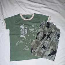 Jurassic World Boys Pajama Set Size 6 T-Rex Green Cotton Short Sleeve