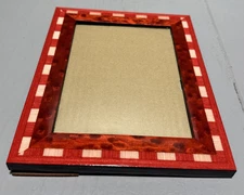 Natalini Picture Frame Wood Lacquer Red Light Tan Tabletop Holds 5x7 Photo ITALY