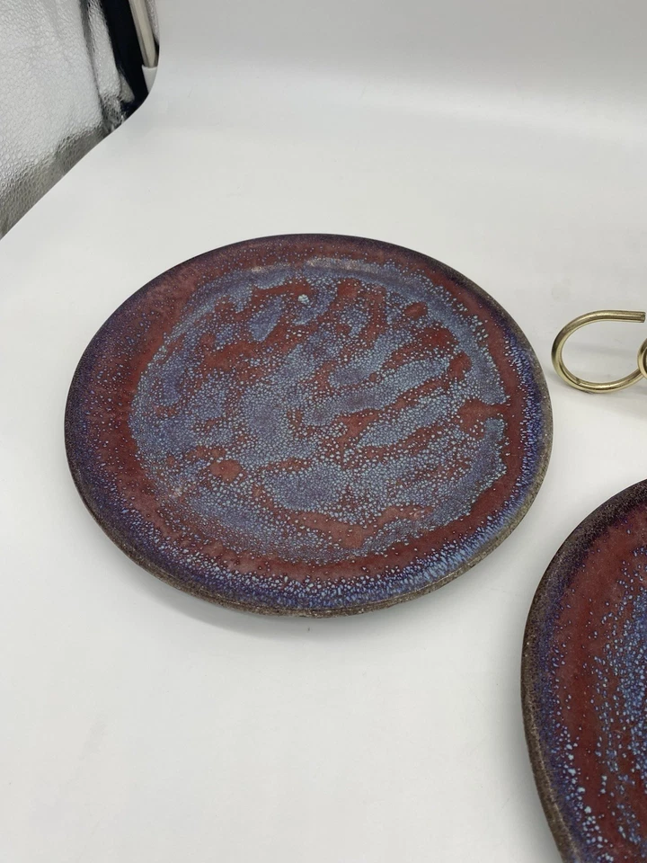 Set Of 4 Pigeon River Pottery Salad Plates 8.5” Signed Bullen - Image 2 of 4