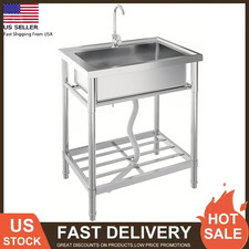 Stainless Steel Utility Sink 28x20x34" Free Standing Single Bowl Sink w/ Faucet